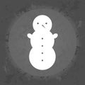 Icon snowman on gray vintage background .