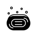 Black solid icon for Soap, bar and bubbles