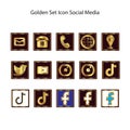 Set icon golden social media