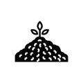 Black solid icon for Soil, plant and sprout Royalty Free Stock Photo