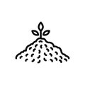 Black line icon for Soil, plant and sprout Royalty Free Stock Photo
