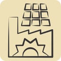 Icon Solar Powered Factory. related to Solar Panel symbol. hand drawn style. simple design illustration