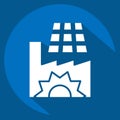 Icon Solar Powered Factory. related to Solar Panel symbol. long shadow style. simple design illustration