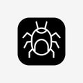 Icon Solid Black Bug malware button. Royalty Free Stock Photo