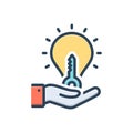 Color illustration icon for Solution, key and light Royalty Free Stock Photo