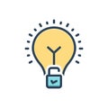 Color illustration icon for Solution, redress and idea