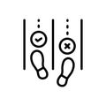 Black line icon for Sometimes, foot print and footstep