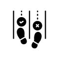 Black solid icon for Sometimes, foot print and footstep