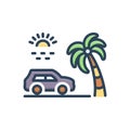 Color illustration icon for Somewhere, travel and tree