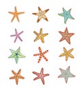icon Starfish set. hand drawn Vector Illustration