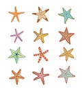 icon Starfish set. hand drawn Vector Illustration Royalty Free Stock Photo