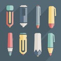 Icon stationery and brushes of color set