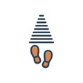 Color illustration icon for Step, foot and footprint