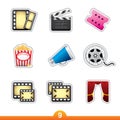 Icon sticker set - movie and film Royalty Free Stock Photo
