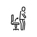 Black line icon for Stood, stand person