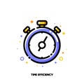 Icon of stopwatch chronometer for time management or work efficiency concept. Flat filled outline style. Pixel perfect 64x64