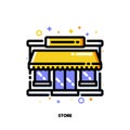 Icon of store facade or market exterior for shopping and retail concept. Flat filled outline style. Pixel perfect 64x64 Royalty Free Stock Photo