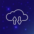 Icon for storing, uploading and downloading files from the cloud. Cloud technology. Vector Illustration