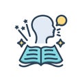 Color illustration icon for Storytelling, narration and poesy
