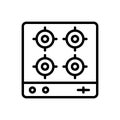 Black line icon for Stove, flame and appliance Royalty Free Stock Photo