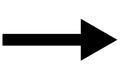 Icon of a straight pointed arrow. Black arrow indicating rightward direction. Isolated image