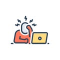 Color illustration icon for Stress, headache and load