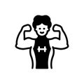 Black solid icon for Strong, muscular and bodybuilder