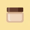 Icon-style illustration of a cream jar against a light yellow background. The jar features Royalty Free Stock Photo