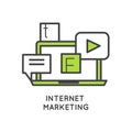 Icon Style Illustration of Internet Marketing and Promotion Process Royalty Free Stock Photo