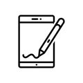 Black line icon for Stylus, touchscreen and wireless