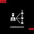 Icon subordination. Glyph, flat or filled vector icon symbol sign collection