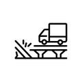 Black line icon for Sudden, unexpected and transport