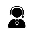 man, call, head phone, custom care , business customer support service black icon