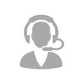 man, call, head phone, custom care , business customer support service grey icon