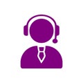 man, call, head phone, custom care , business customer support service purple icon