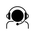 Black solid icon for Support, headset and microphone Royalty Free Stock Photo