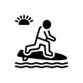 Black solid icon for Surf, surfing and riding Royalty Free Stock Photo