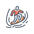 Color illustration icon for Surfing, wakeboard and water Royalty Free Stock Photo
