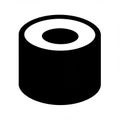 Icon of a sushi roll. Simplified, black and white design with a cylindrical shape Royalty Free Stock Photo