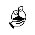 Black solid icon for Sustainability, environment and recycle Royalty Free Stock Photo