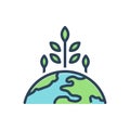 Color illustration icon for Sustainable, environment and world
