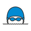 Icon Of Swimming Man Royalty Free Stock Photo