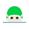 Icon Of Swimming Man Head With Goggles And Cap Royalty Free Stock Photo