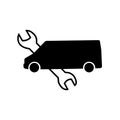 Icon symbol of repair of minibuses in black color on a white background