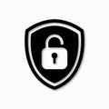Icon or symbol of a shield with a opened padlock. Sign unlock on a white background. Vector illustration