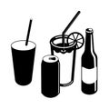 Icon symbol of soft drinks in black color on a white background Royalty Free Stock Photo