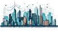 A Smart city analytics icon representing the use of data analysis to improve urban planning and city created with Generative AI