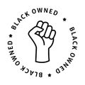 An icon symbolizing businesses that are black owned, emphasizing excellence, empowerment, the circular ownership seal, and pride Royalty Free Stock Photo