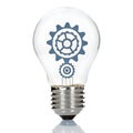 Light bulb with gear icon isolated on white background Royalty Free Stock Photo
