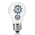 Light bulb with gear icon isolated on white background Royalty Free Stock Photo